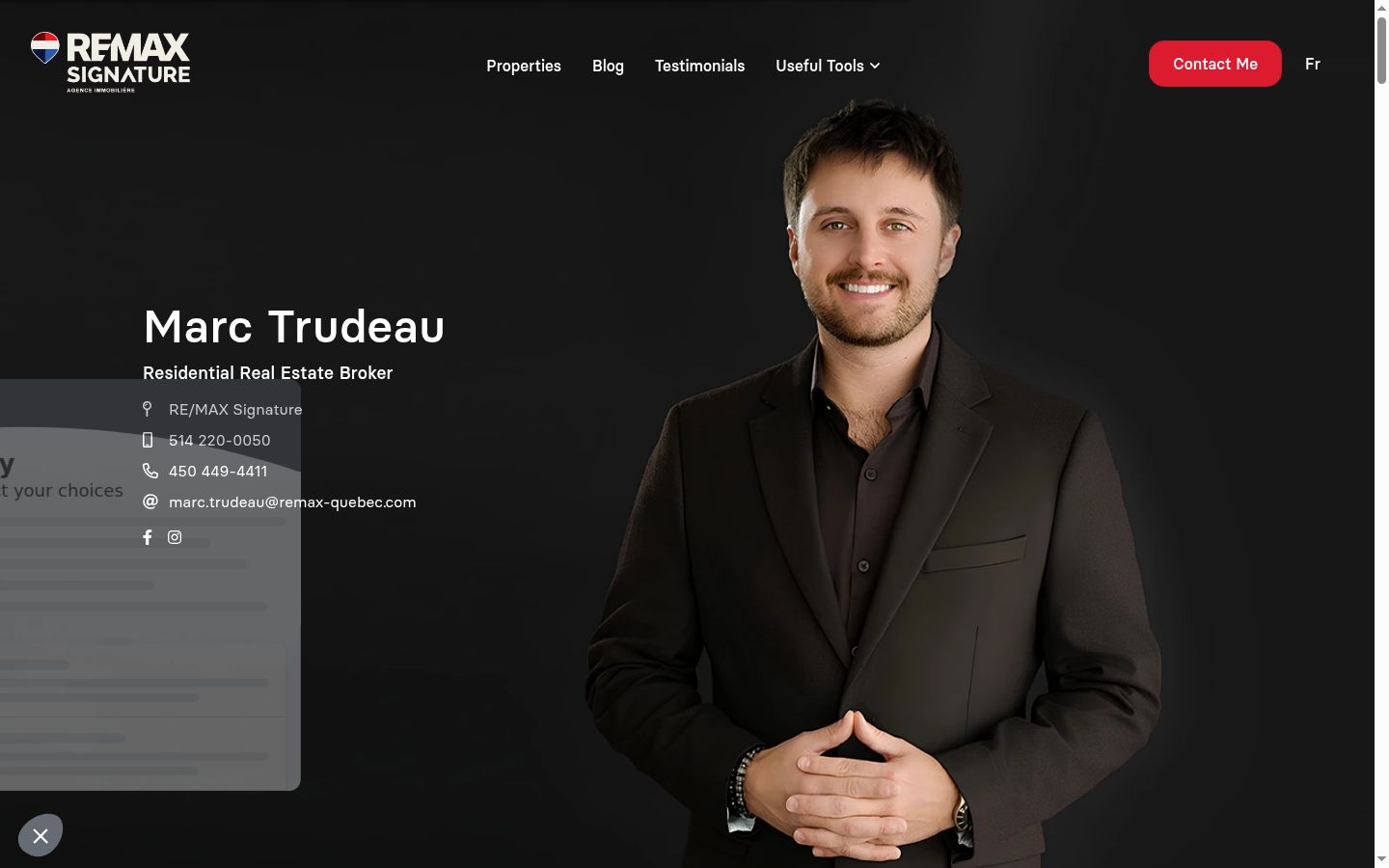 Capture d'écran de la bannière de consentement affichée avant toute interaction