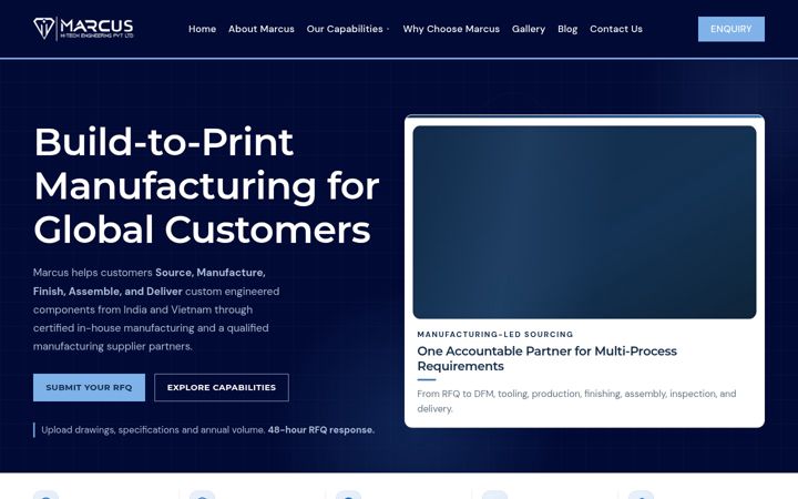 Screenshot of marcusmanufacturing.com