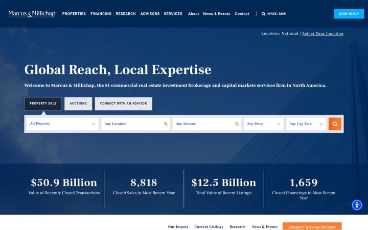 Screenshot of marcusmillichap.com