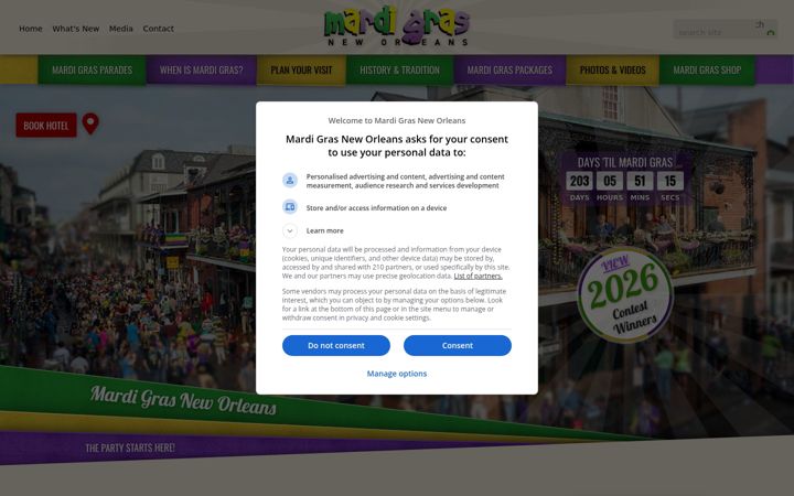 Screenshot of mardigrasneworleans.com