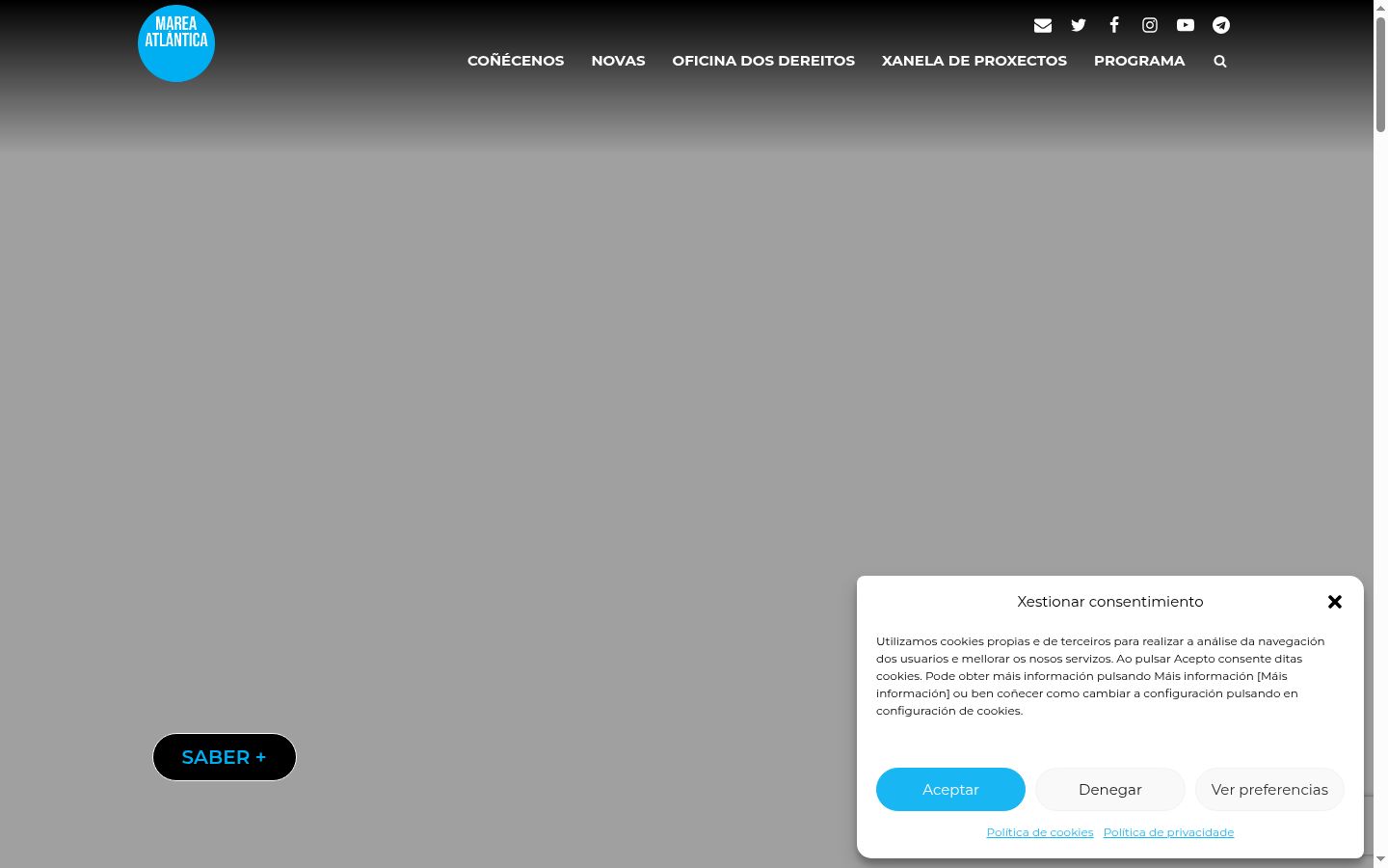 Capture d'écran de la bannière de consentement affichée avant toute interaction