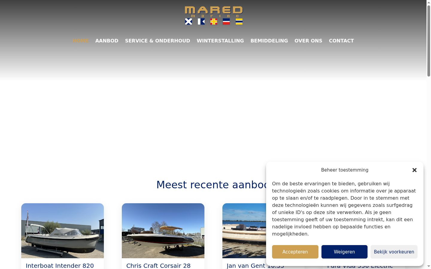 Screenshot del banner di consenso mostrato prima di qualsiasi interazione