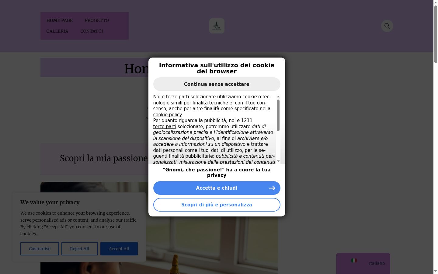 Capture d'écran de la bannière de consentement affichée avant toute interaction