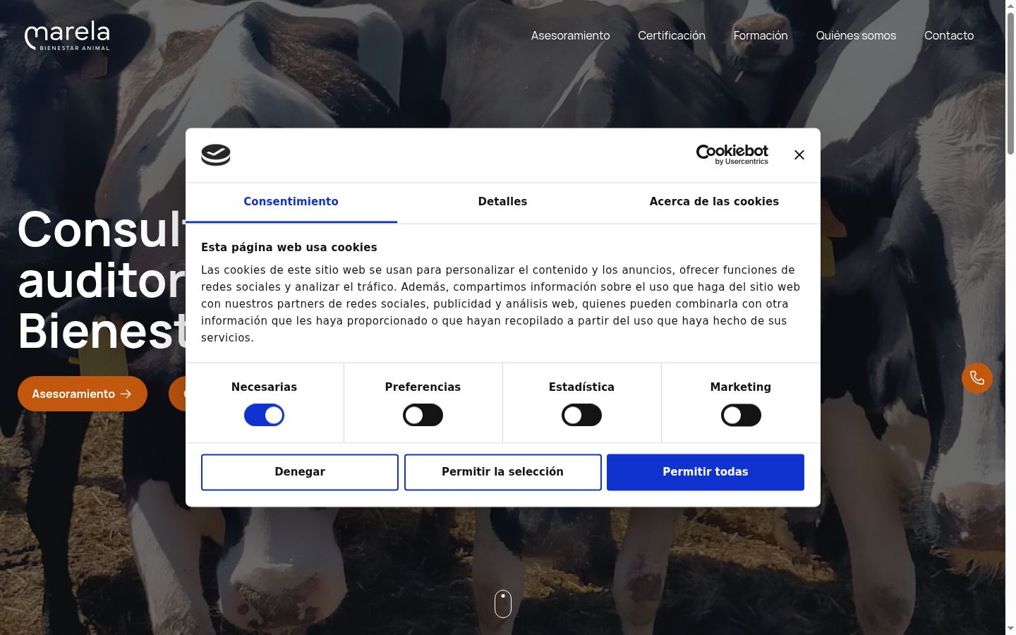 Screenshot del banner di consenso mostrato prima di qualsiasi interazione