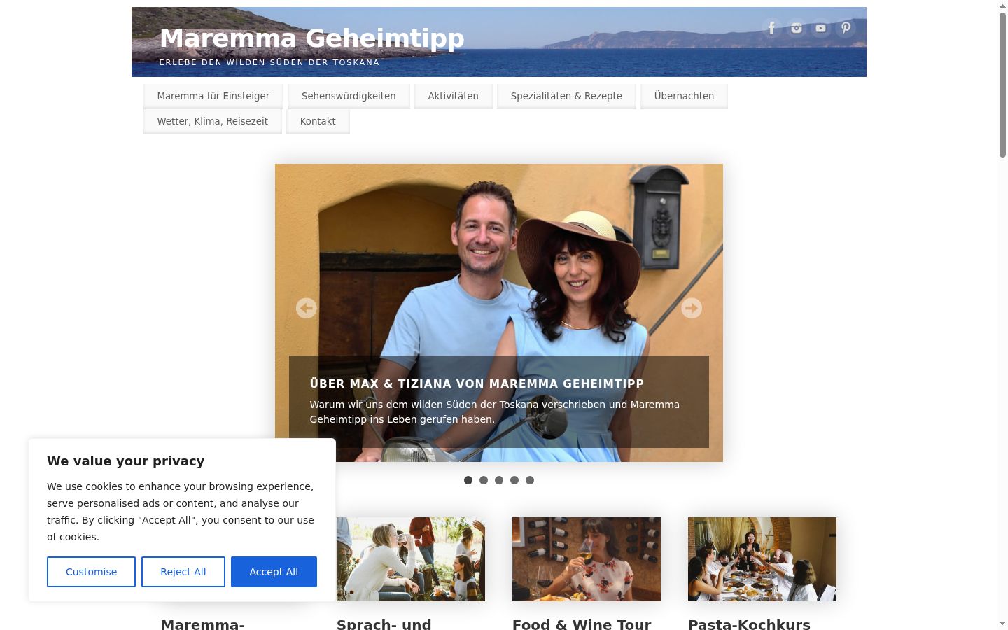 Screenshot des Einwilligungsbanners vor jeglicher Interaktion