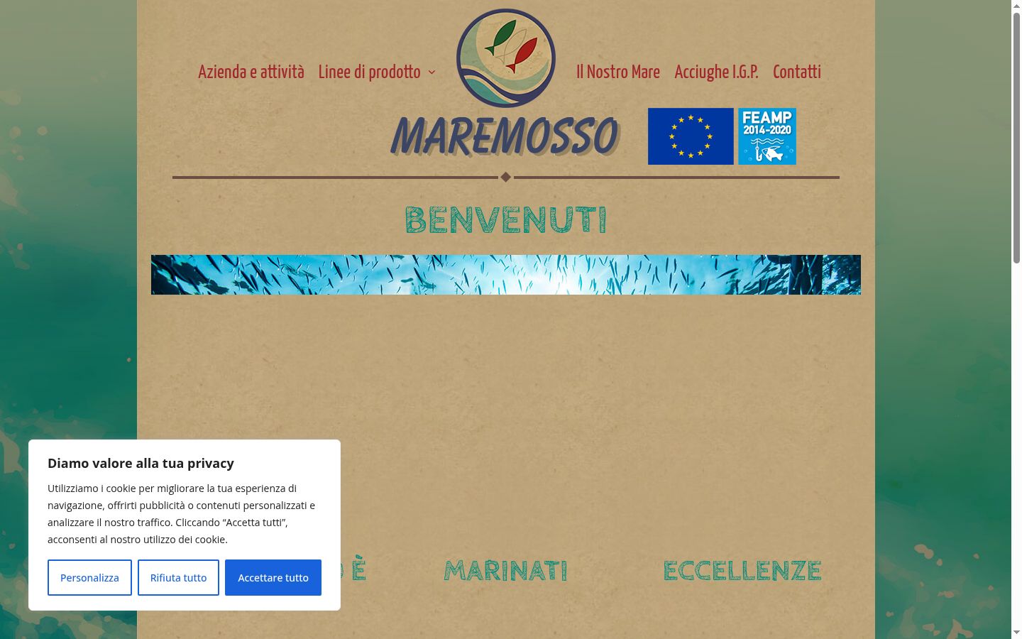 Screenshot del banner di consenso mostrato prima di qualsiasi interazione