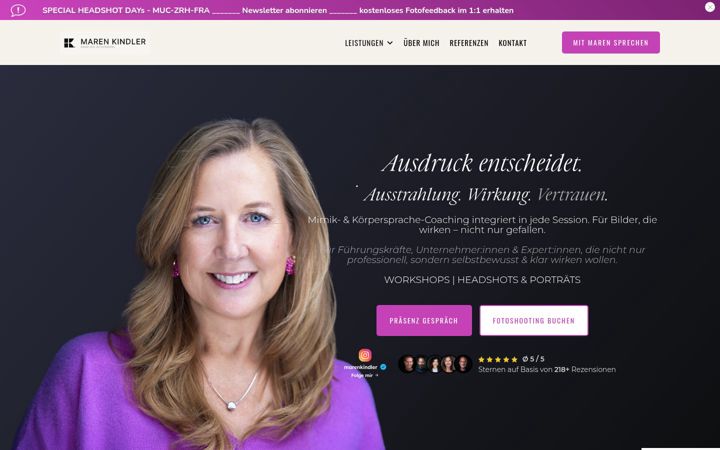 Screenshot of marenkindler.com