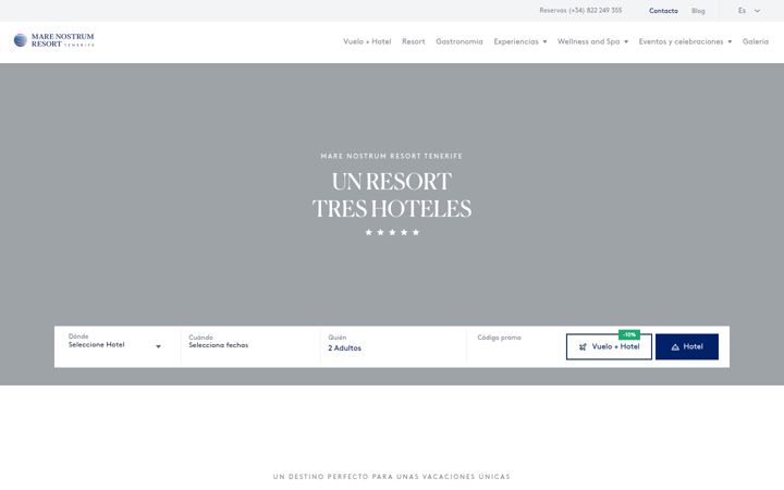 Capture d'écran de marenostrumresort.com