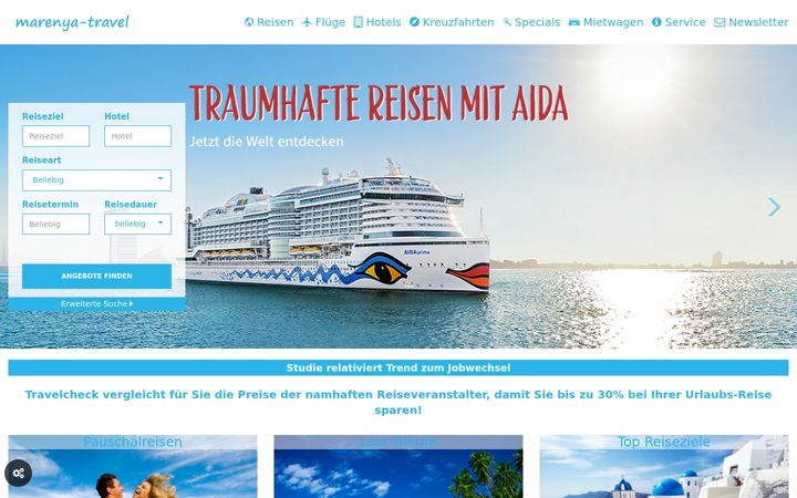 Screenshot of marenya-travel.de