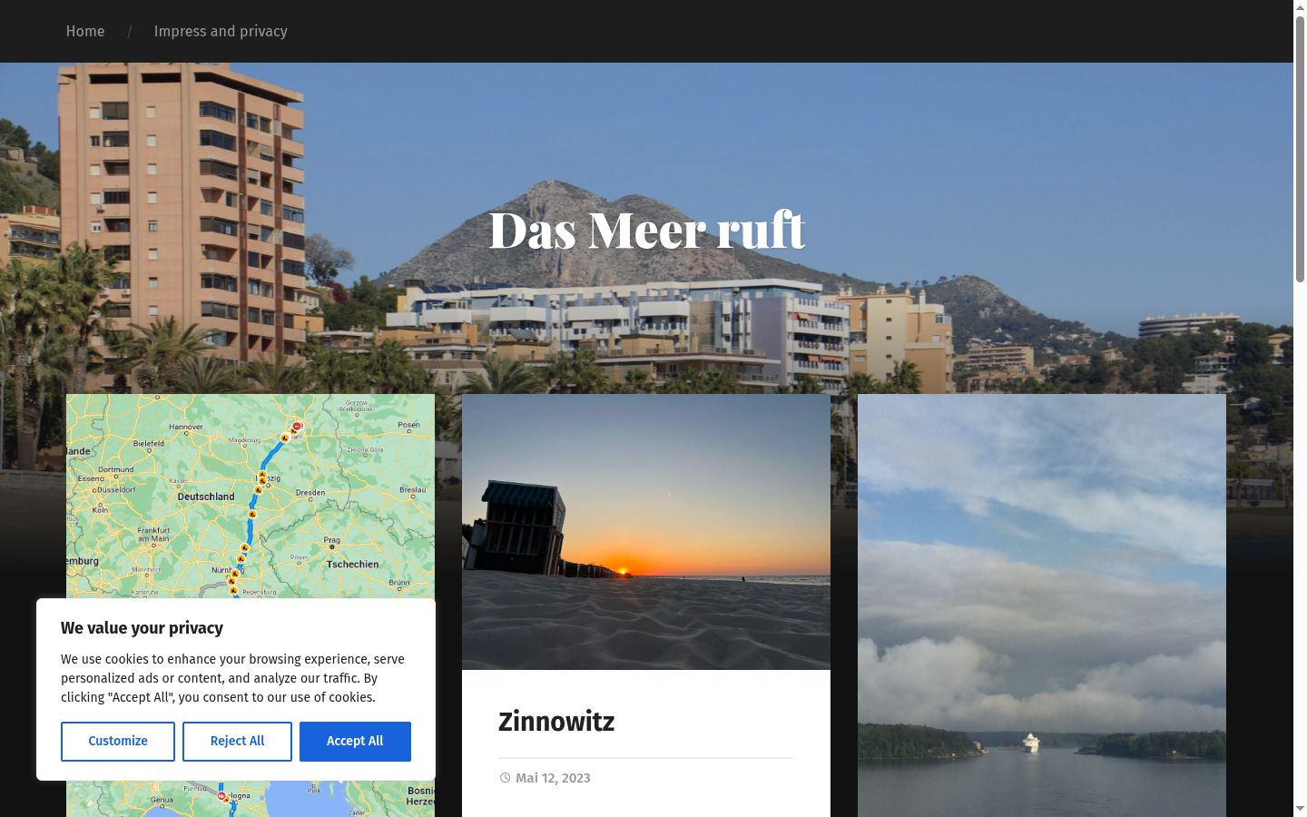 Screenshot del banner di consenso mostrato prima di qualsiasi interazione