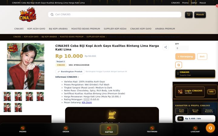 Screenshot of marfincoffee.com
