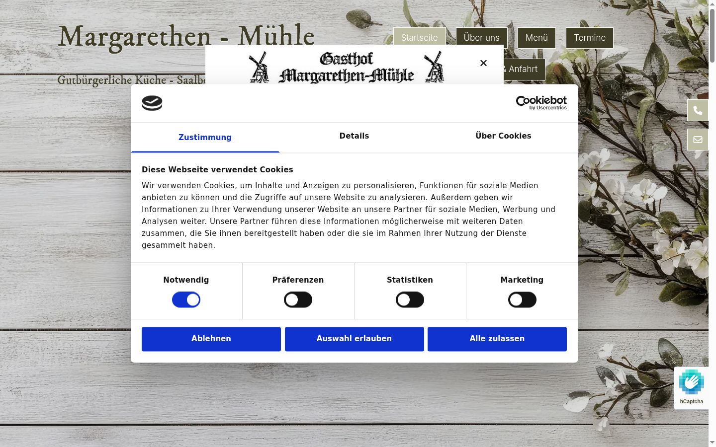 Screenshot of the consent banner shown before any interaction