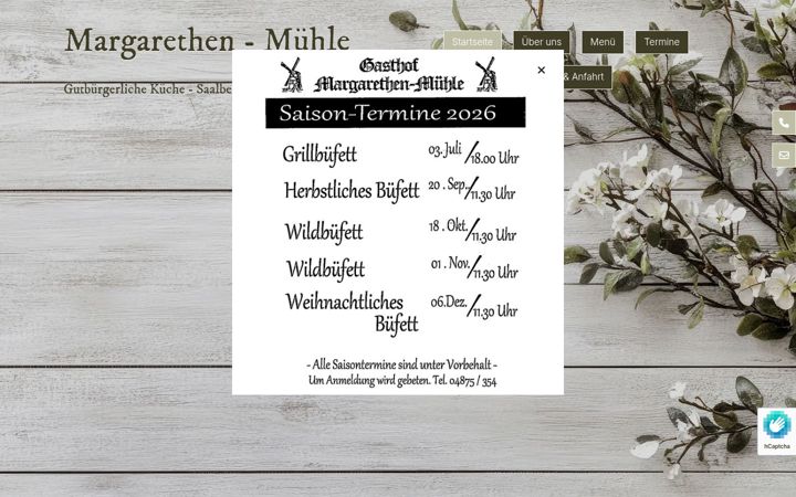 Screenshot of margarethen-muehle.de