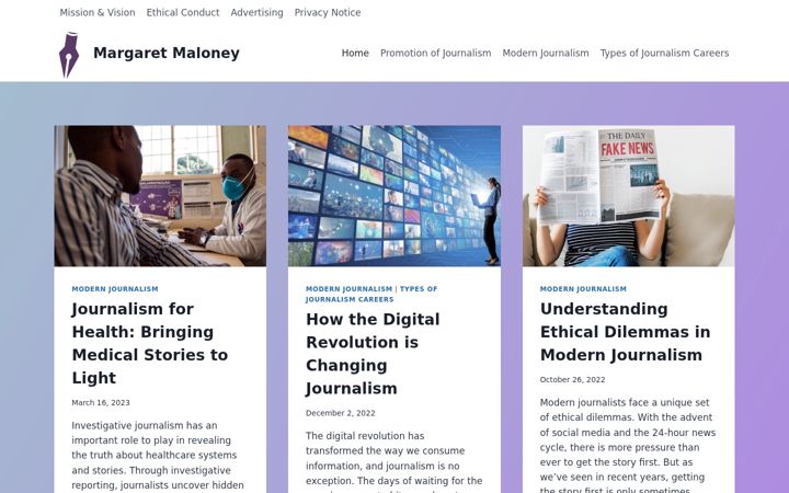 Screenshot of margaretmaloney.org