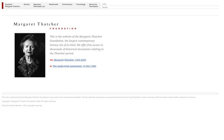 Screenshot of margaretthatcher.org