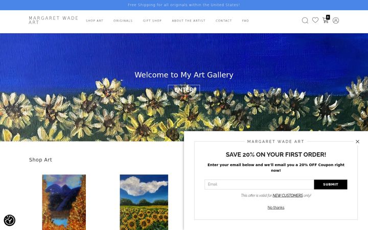 Screenshot of margaretwadeart.com