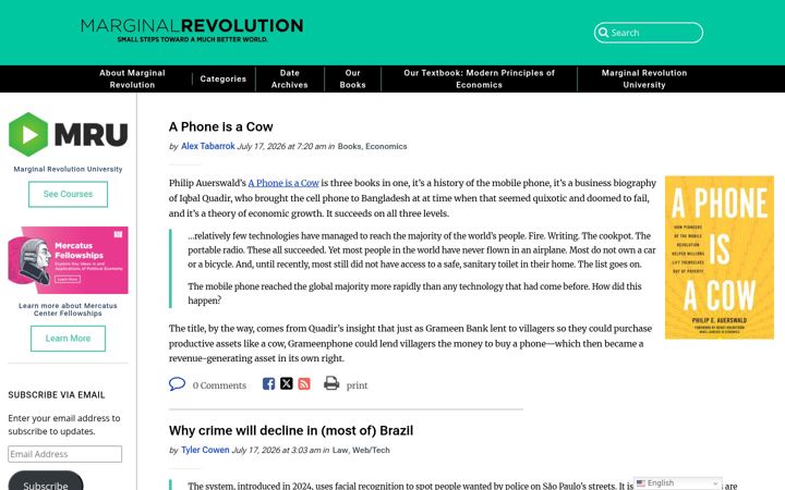 Ekrano kopija marginalrevolution.com