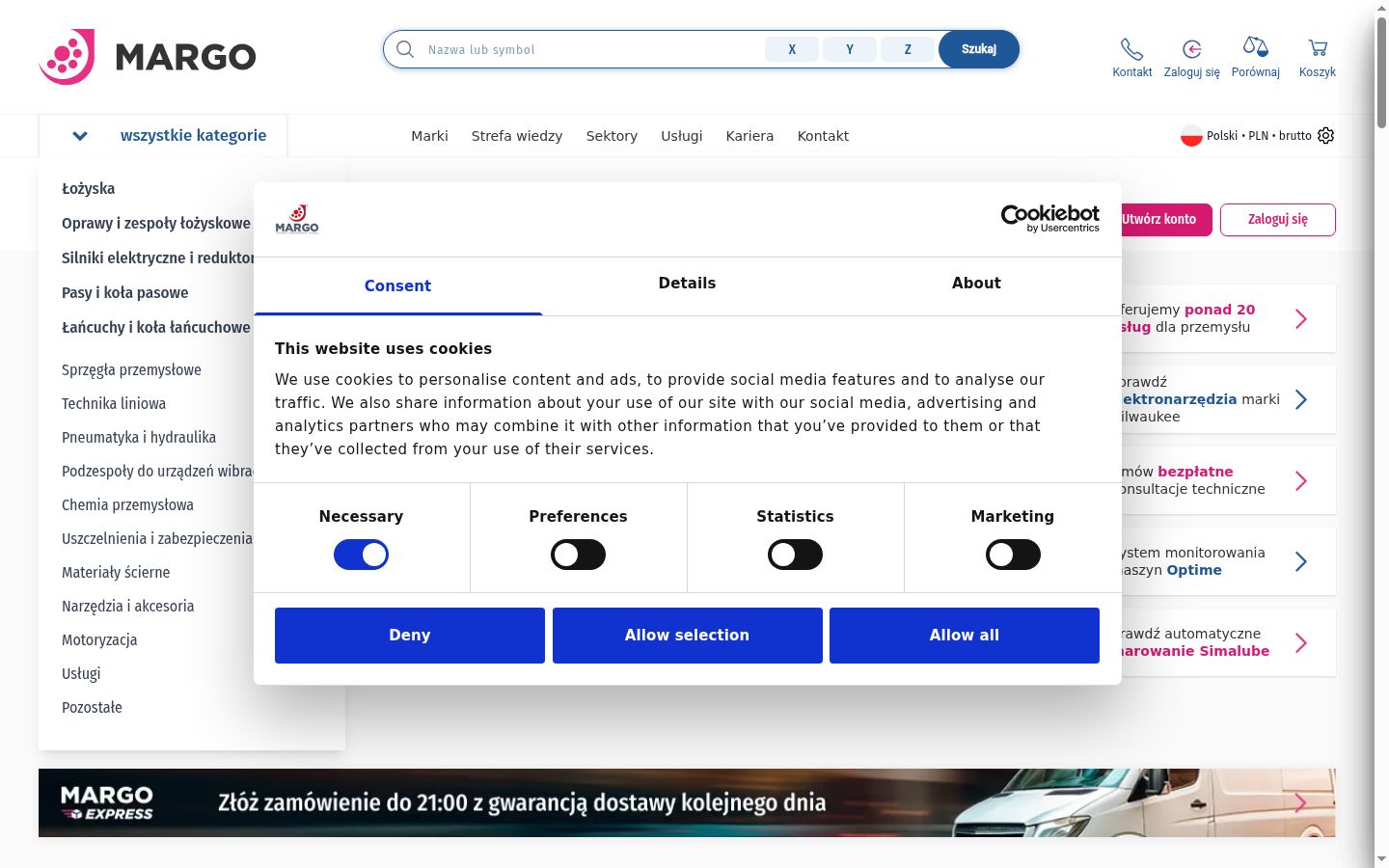 Screenshot del banner di consenso mostrato prima di qualsiasi interazione