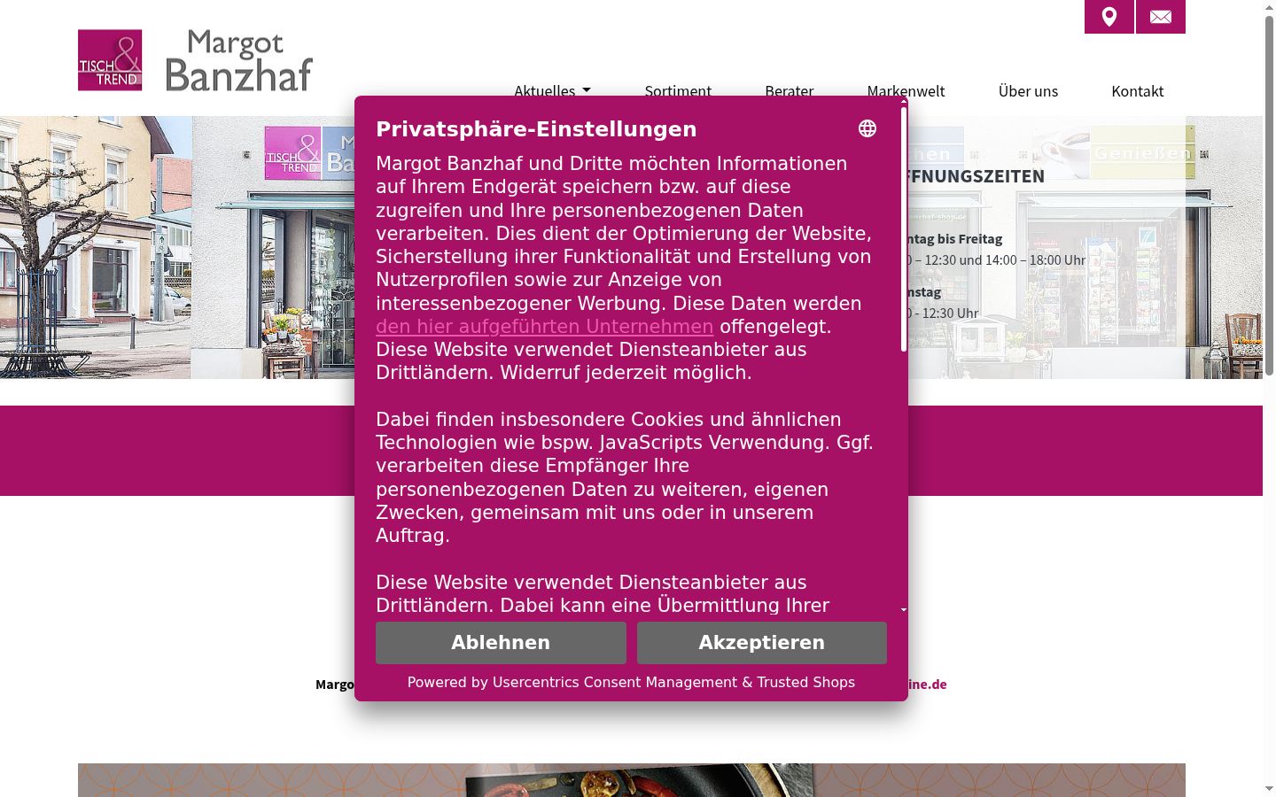 Screenshot van de toestemmingsbanner zoals getoond vóór enige interactie