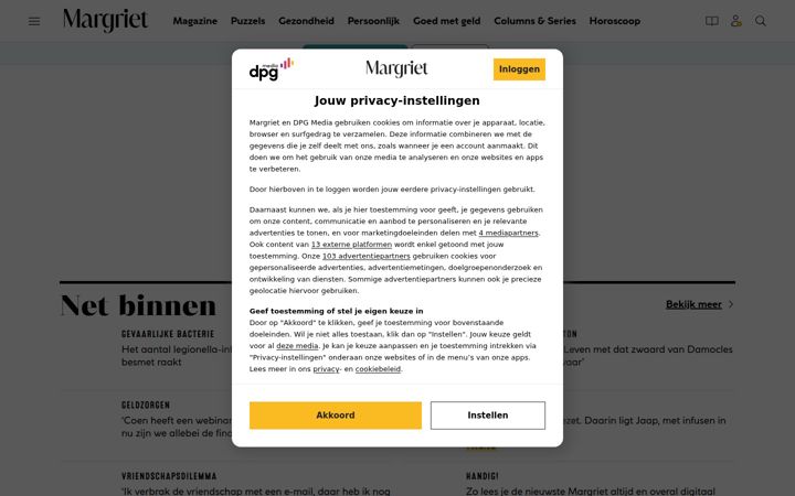 Screenshot of margriet.nl