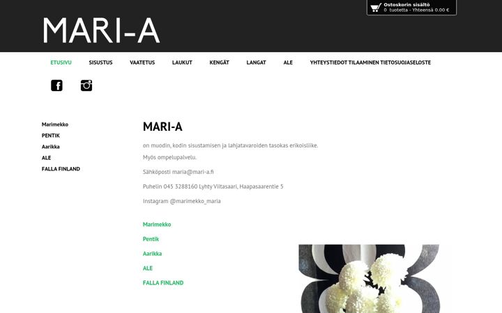 Screenshot of mari-a.fi