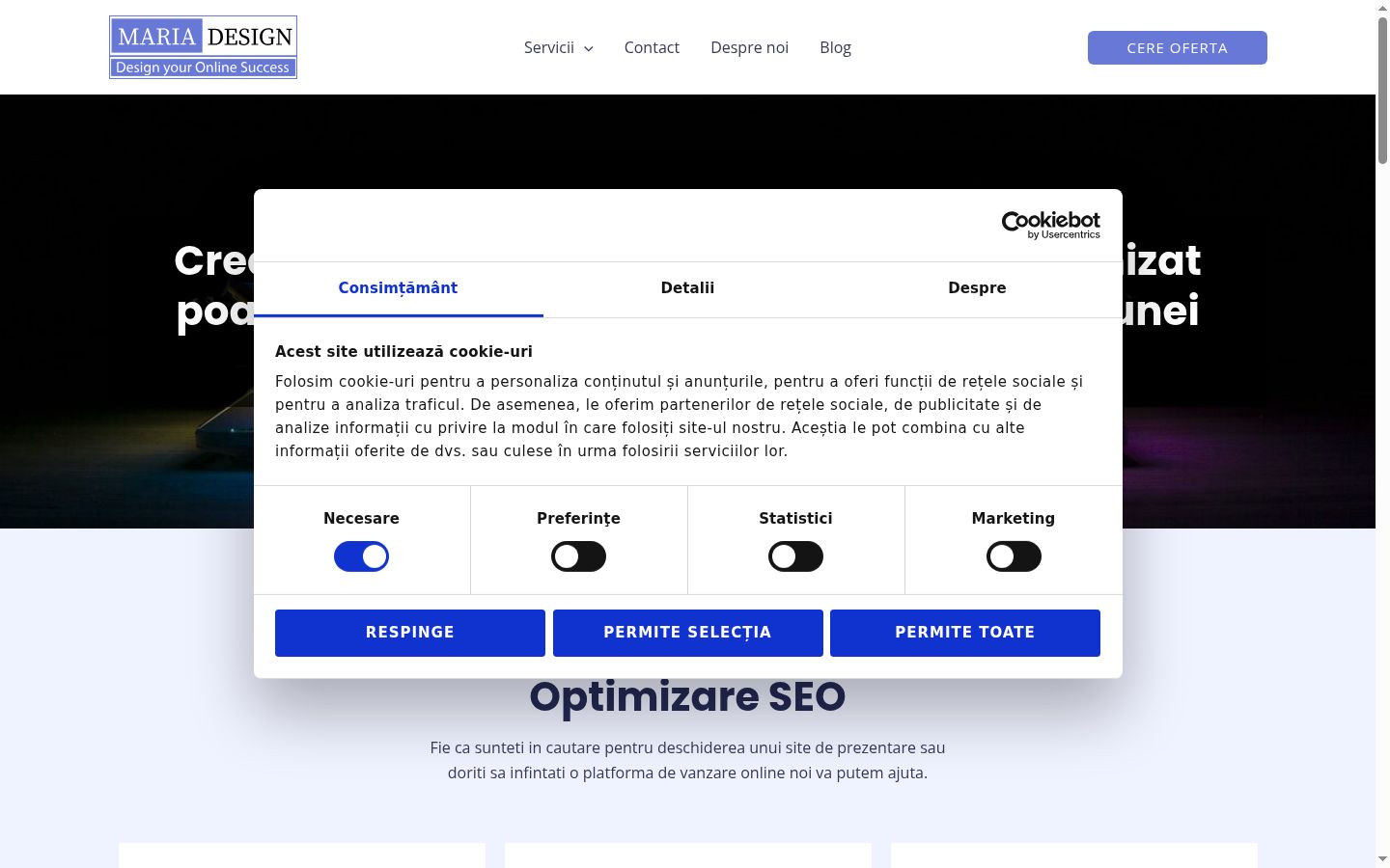 Sutikimo reklamjuostės, rodytos prieš bet kokią sąveiką, ekrano kopija