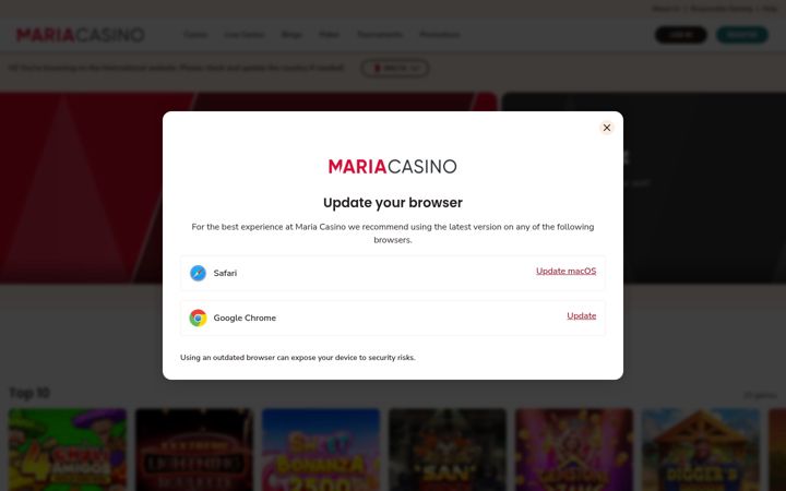 Screenshot of mariacasino.com