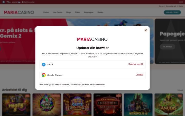 Screenshot of mariacasino.dk