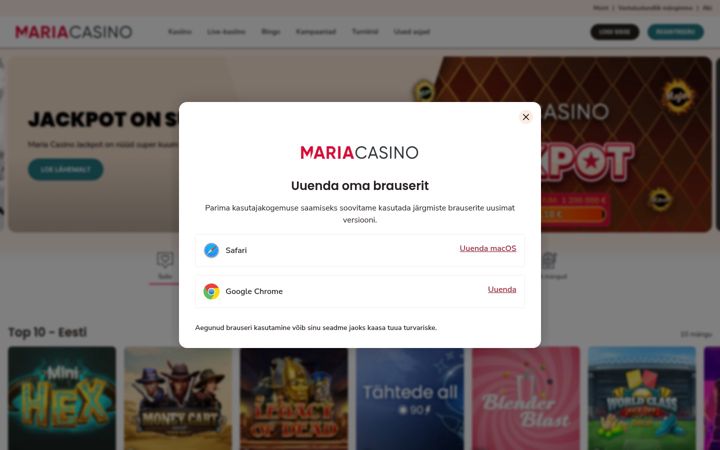 Screenshot of mariacasino.ee