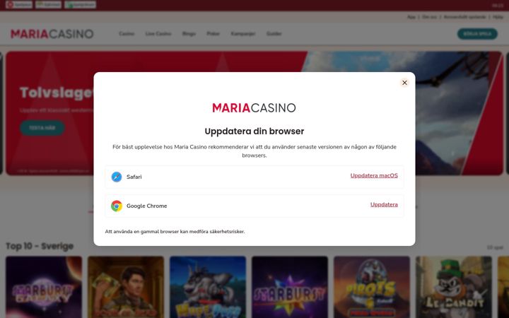 Skjermbilde av mariacasino.se
