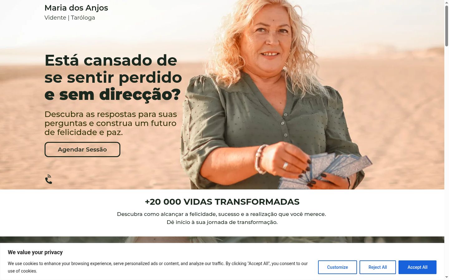 Captura de pantalla del banner de consentimiento mostrado antes de cualquier interacción