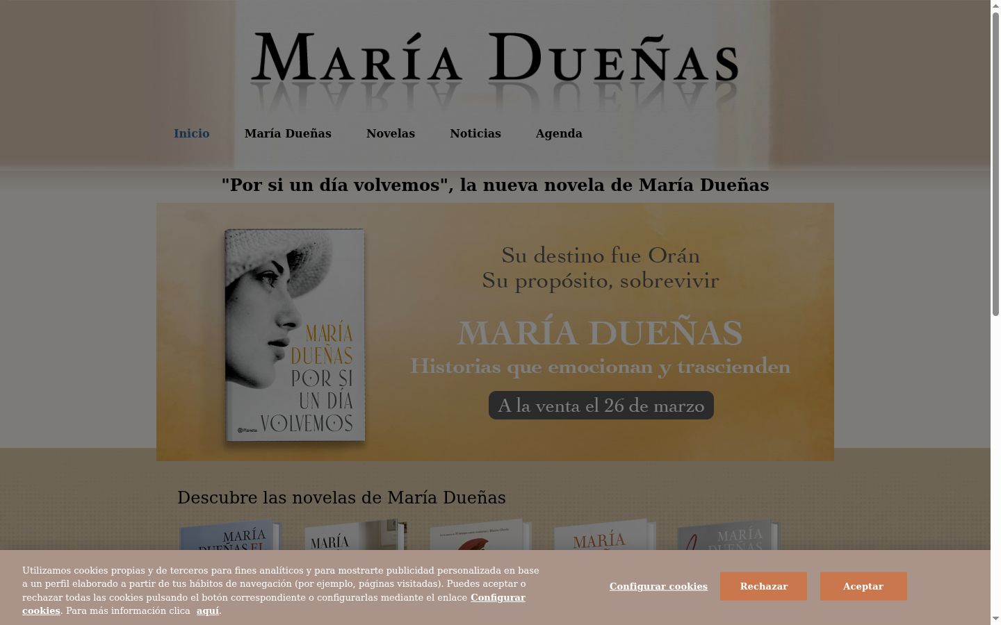 Captura de pantalla del banner de consentimiento mostrado antes de cualquier interacción