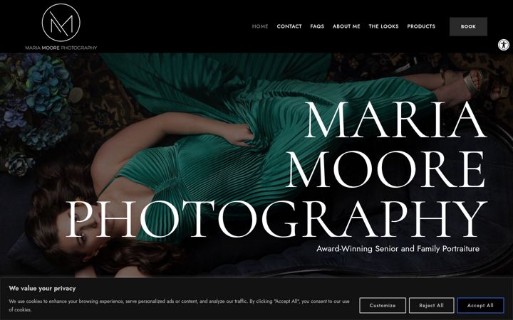 Screenshot of mariamoorephotography.com