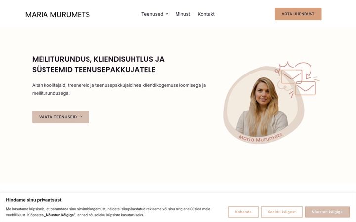 Screenshot of mariamurumets.ee