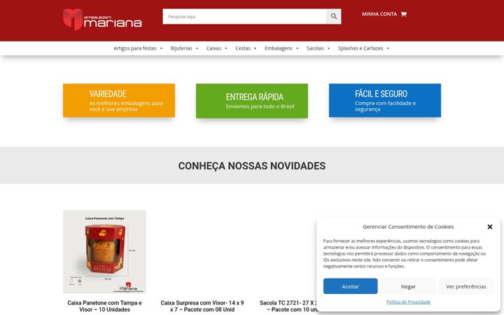 Screenshot of marianaembalagem.com.br
