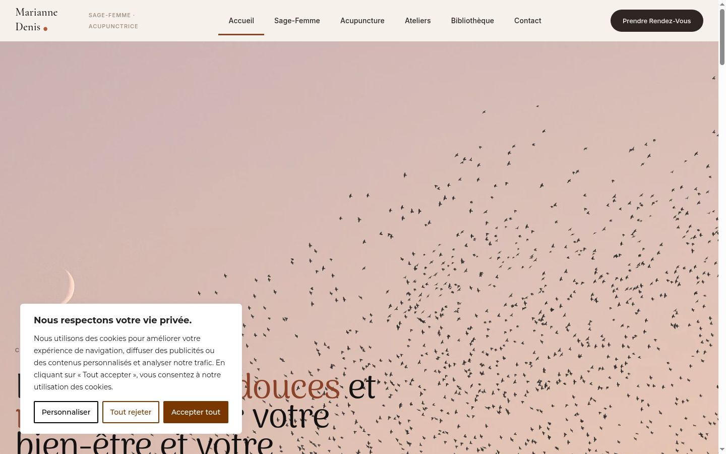 Capture d'écran de la bannière de consentement affichée avant toute interaction