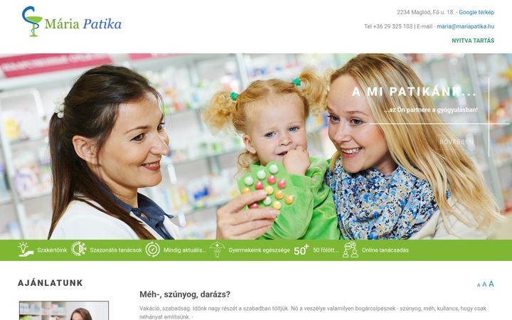 Screenshot of mariapatika.hu