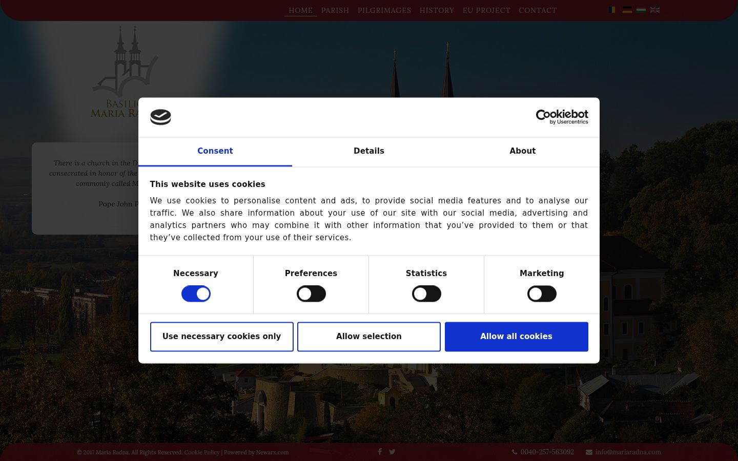 Snímek obrazovky baneru souhlasu zobrazeného před jakoukoli interakcí