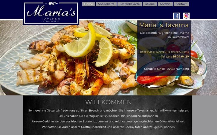 Screenshot of marias-taverna.de