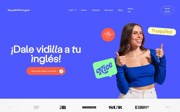Screenshot of mariaspeaksenglish.com