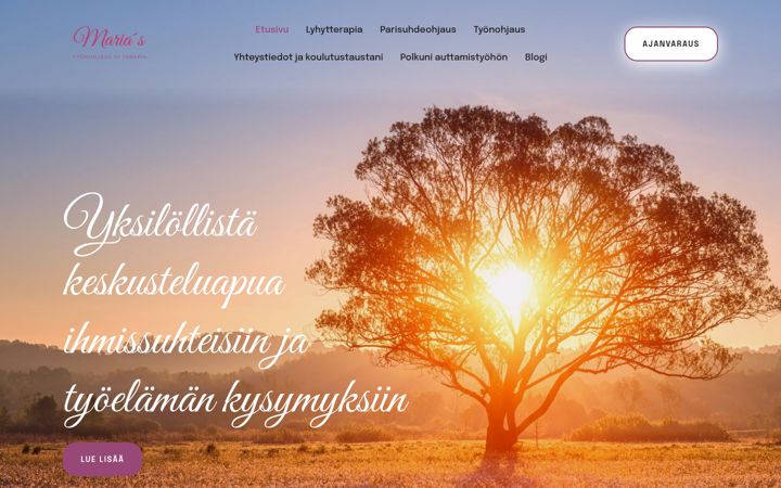 Screenshot of mariastyonohjausjaterapia.fi