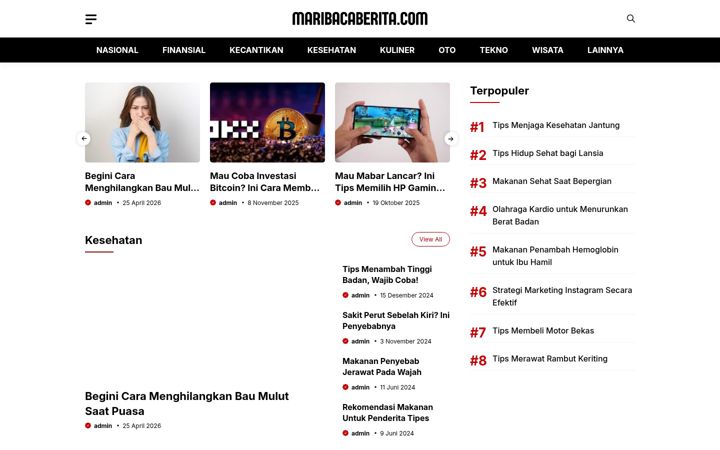 Screenshot of maribacaberita.com