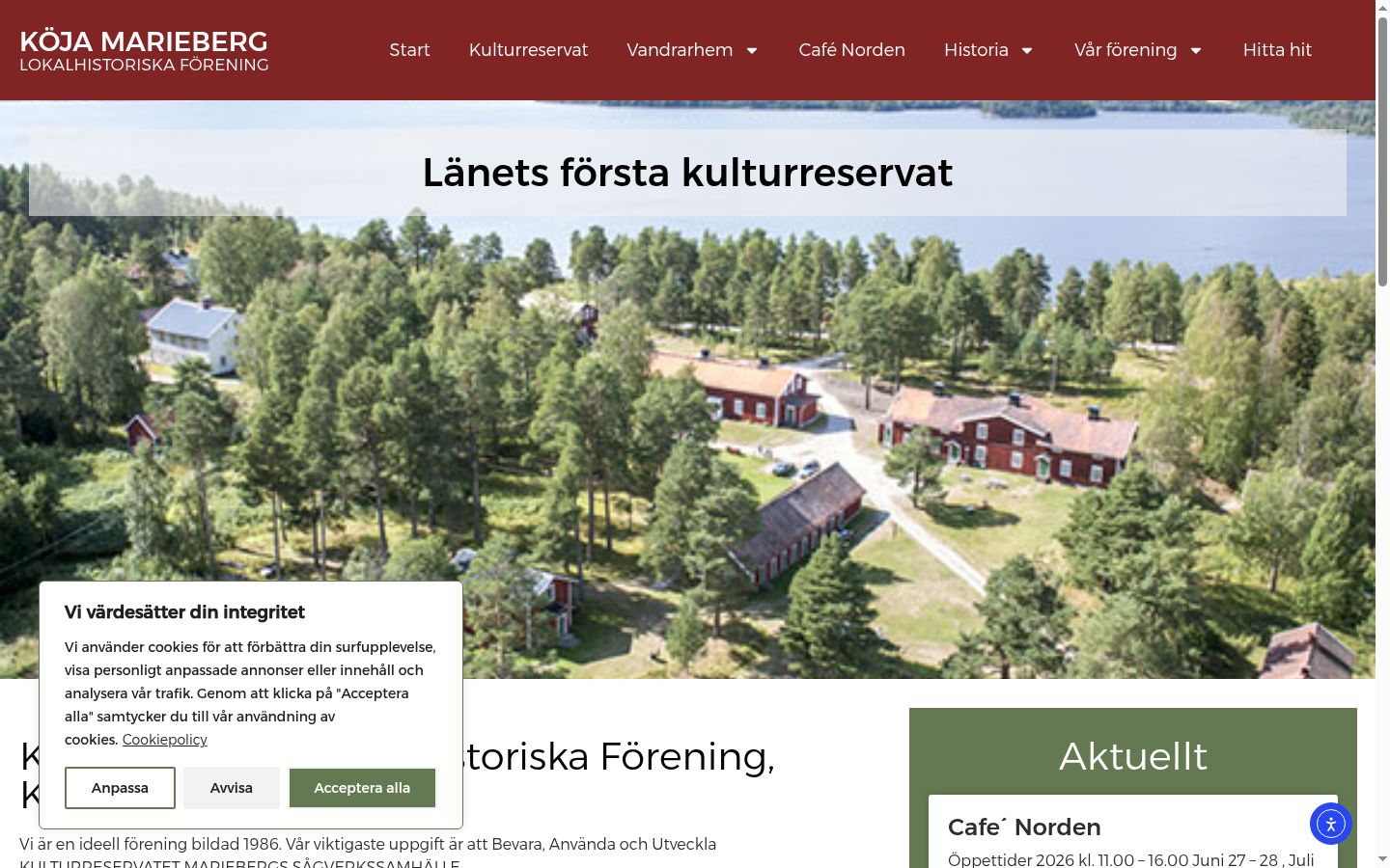 Skærmbillede af samtykkebanneret, som det blev vist før nogen interaktion