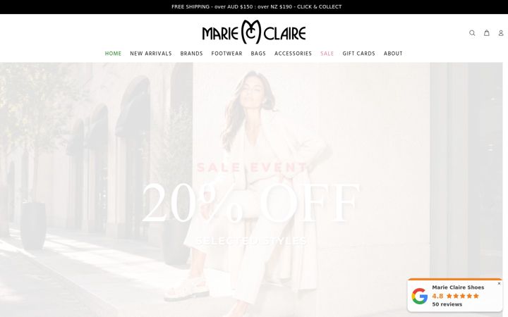 Screenshot of marieclaireshoes.com.au