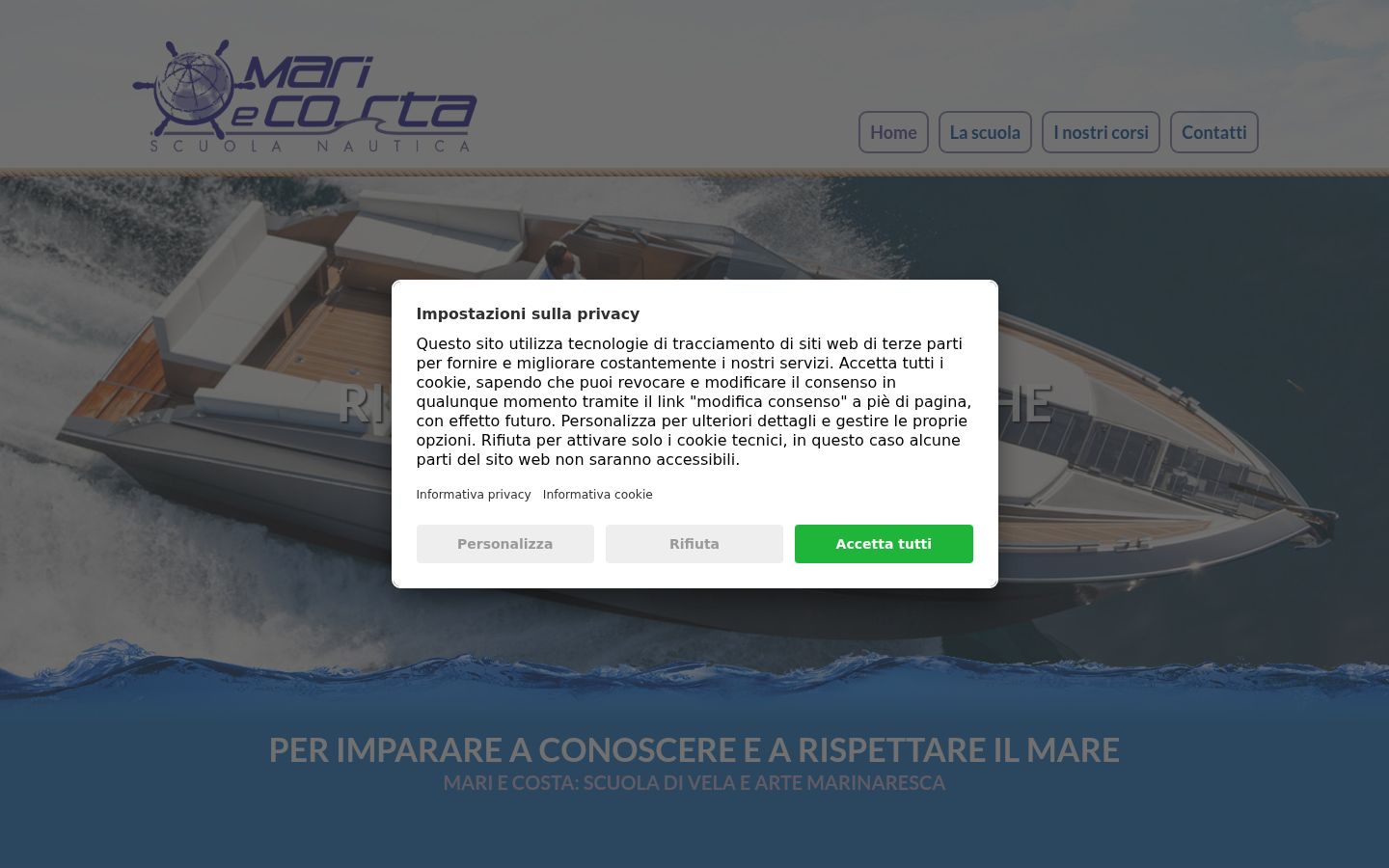 Screenshot del banner di consenso mostrato prima di qualsiasi interazione