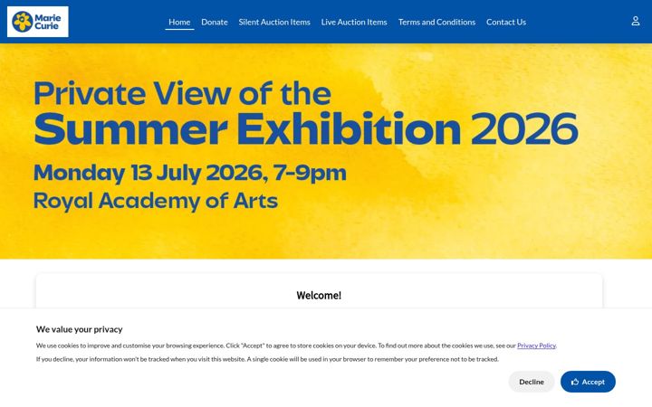 Screenshot of mariecurieprivateview.co.uk