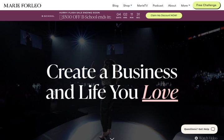 Screenshot of marieforleo.com