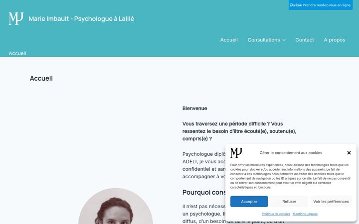Screenshot of marieimbault-psychologue.fr