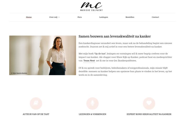 Screenshot of mariekecolpaert.be