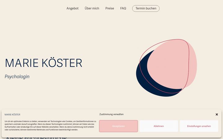 Screenshot of mariekoester.com